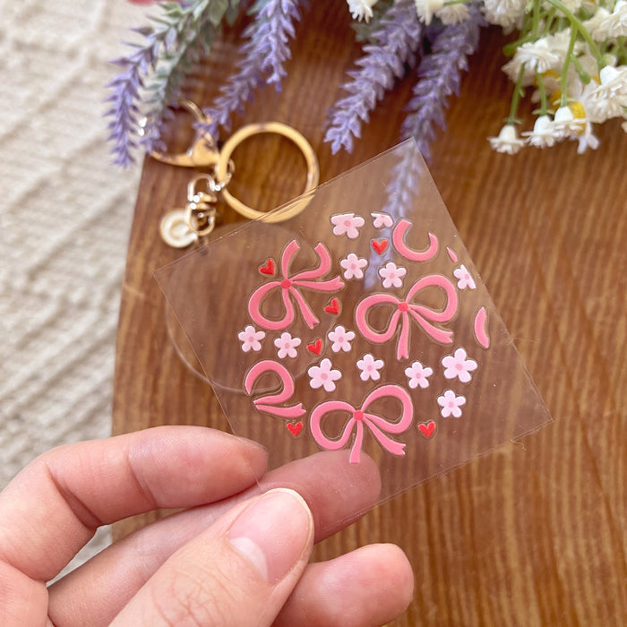 [ Double Sided ] Circle UV DTF Decal | Pink Bow
