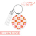 [ Double Sided ] Circle UV DTF Decal | Pink Checkered Flower