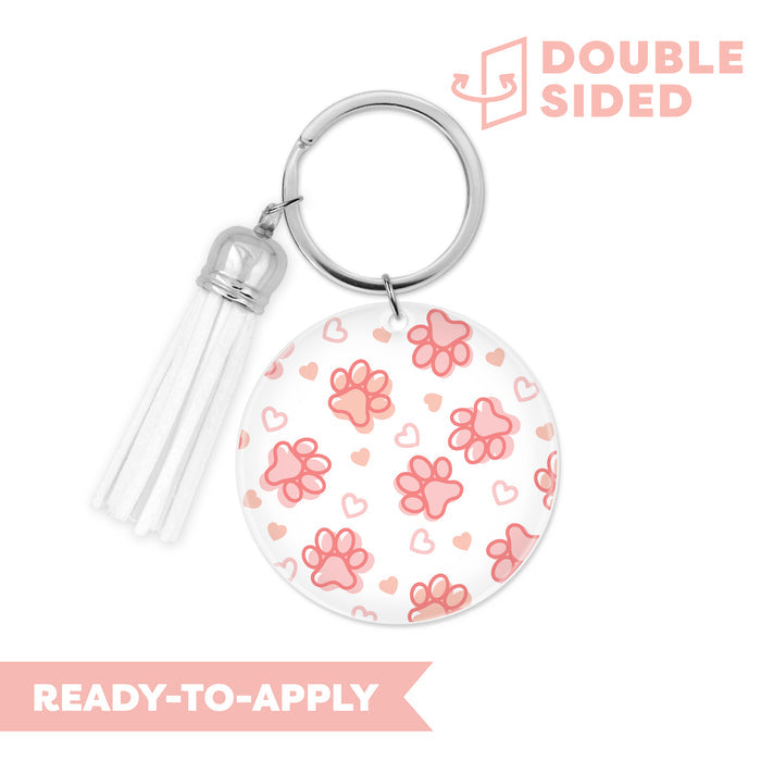 [ Double Sided ] Circle UV DTF Decal | Pink Dog Paw