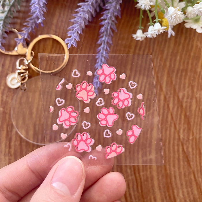 [ Double Sided ] Circle UV DTF Decal | Pink Dog Paw