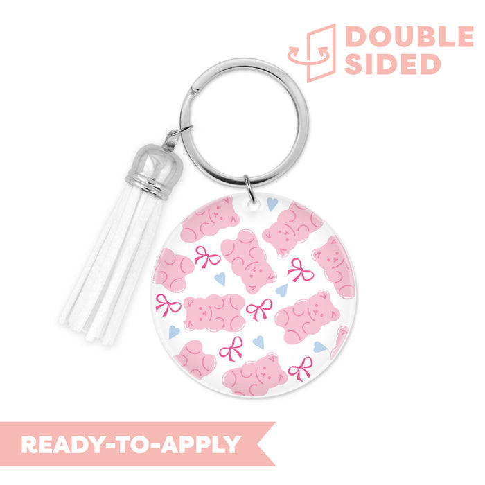 [ Double Sided ] Circle UV DTF Decal |  Pink Gummy Bear