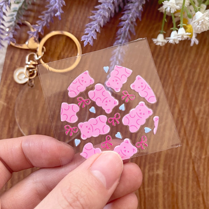 [ Double Sided ] Circle UV DTF Decal | Pink Gummy Bear