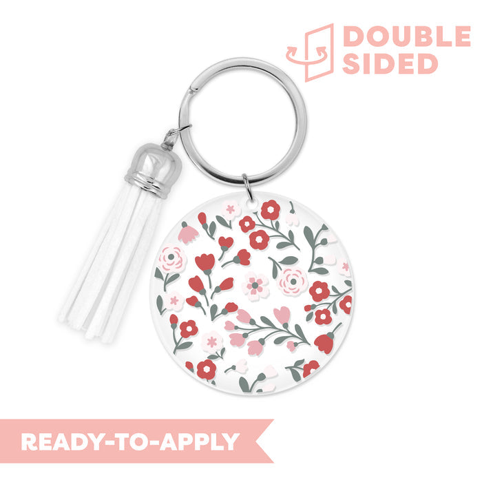 [ Double Sided ] Circle UV DTF Decal | Pink & Red Flower