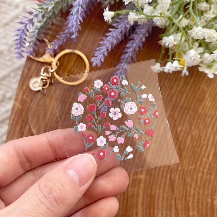 [ Double Sided ] Circle UV DTF Decal | Pink & Red Flower