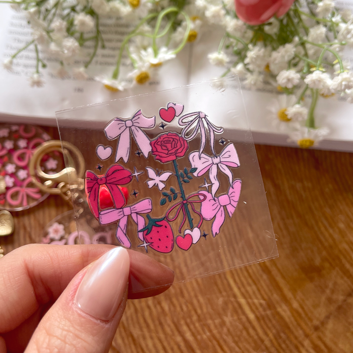 [ Double Sided ] Circle UV DTF Decal | Romantic Bow