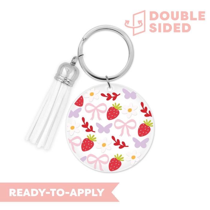 [ Double Sided ] Circle UV DTF Decal | Romantic Strawberry