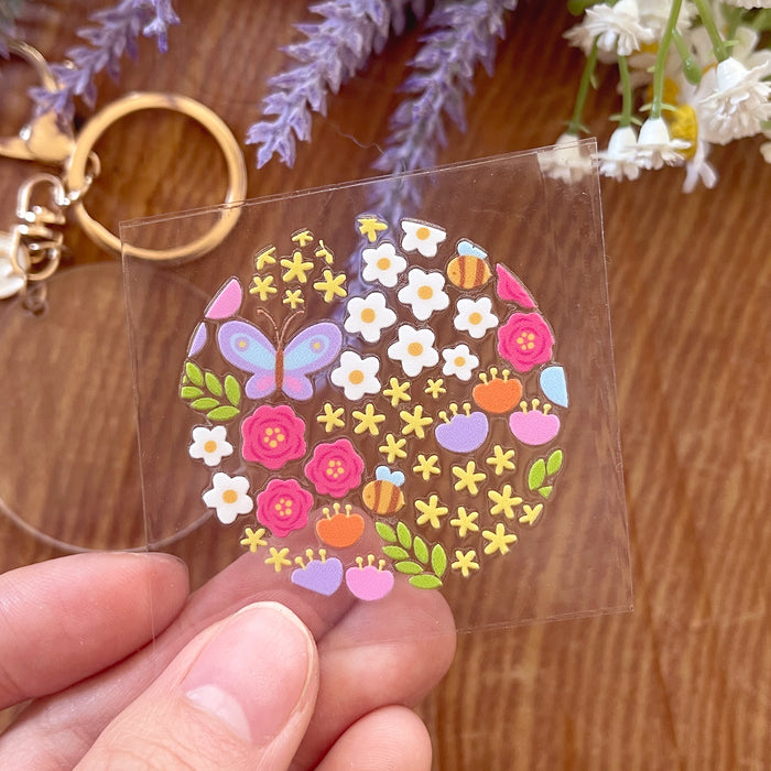 [ Double Sided ] Circle UV DTF Decal | Spring Garden