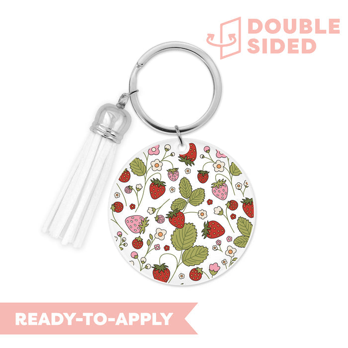 [ Double Sided ] Circle UV DTF Decal | Strawberry Field