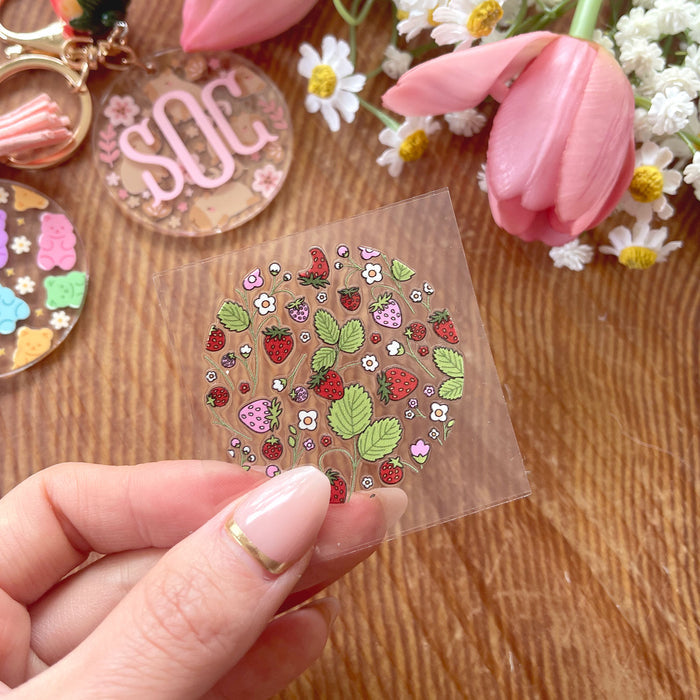 [ Double Sided ] Circle UV DTF Decal | Strawberry Field