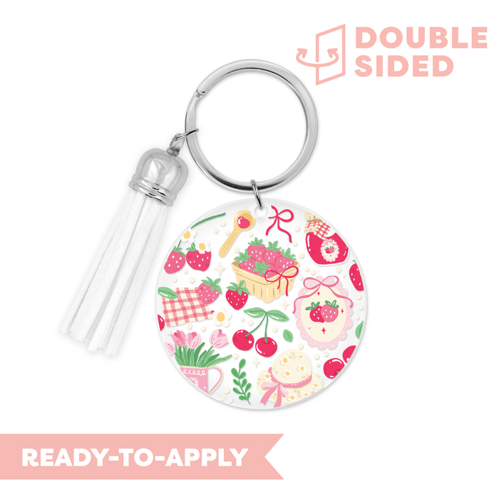 [ Double Sided ] Circle UV DTF Decal | Strawberry Jam