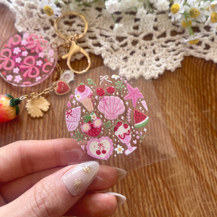 [ Double Sided ] Circle UV DTF Decal | Strawberry Summer