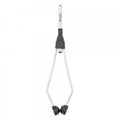 Dr. Slick Bobbins - Glass features a clear, slender glass tube body with a black rubber mount and weighted ends designed for precise fishing line tension control in musky and fly fishing.