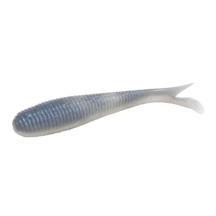 DRT Cramp Shad 4.5" FAT fishing lure in a soft plastic design with a ribbed body and paddle tail, ideal for freshwater fishing and targeting musky and other game fish.
