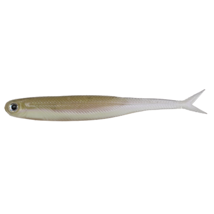 Dstyle Virola soft plastic fishing lure in natural beige and white colors, designed to mimic a small baitfish with realistic eyes and forked tail for effective fishing tackle use.