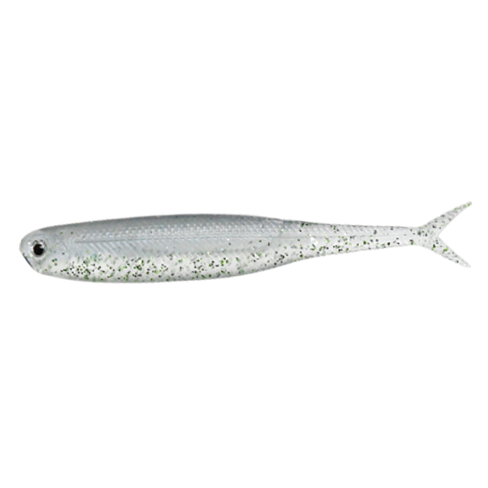Dstyle Virola fishing lure in translucent silver with green flecks and a forked tail, designed to mimic a small baitfish for effective fishing tackle use.