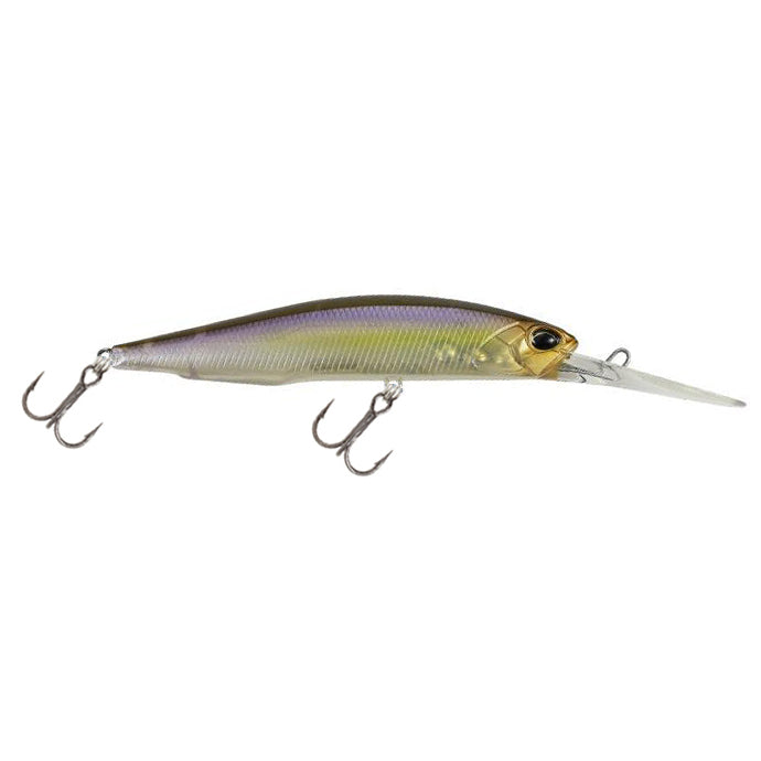 Duo Realis 100DR Jerkbait fishing lure with lifelike fish design, detailed eyes, and two treble hooks, ideal for freshwater fishing tackle and musky fishing gear.