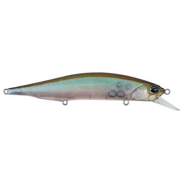 Duo Realis 110SP Jerkbait fishing lure with a sleek, shiny body featuring natural green and blue hues, designed for effective fishing tackle use.