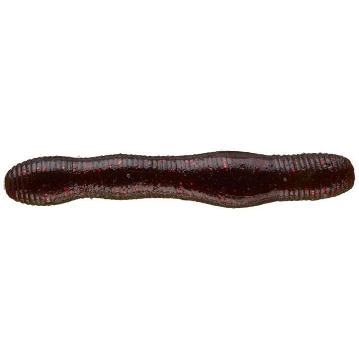 Duo Realis Wriggle ND Slim soft fishing lure in dark color with red flecks, designed for realistic movement to attract musky and other game fish.