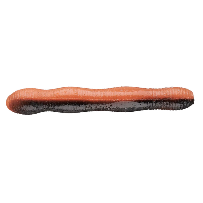 Duo Realis Wriggle ND Slim fishing lure in a two-tone orange and black soft plastic design with segmented body texture for realistic movement in water.