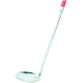 Eagle Claw Chipper Ice Skimmer with a long metal handle and perforated scoop designed for removing slush and ice from fishing holes, featuring a red grip at the end.