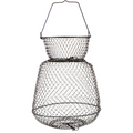 Eagle Claw Fish Basket made of durable metal wire mesh with a collapsible handle, designed to securely hold caught fish for fishing tackle and equipment.