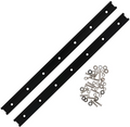 Two black Eagle Claw Jet Sled T-Tracks laid parallel with a set of silver mounting screws and washers for fishing tackle or fishing rod setup.