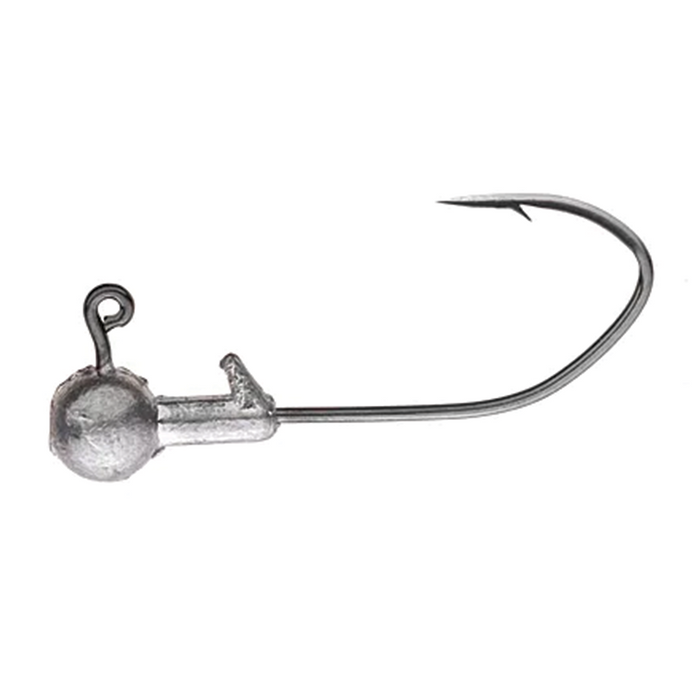 Eagle Claw Lazer Sharp Pro-V Ball Head Jig featuring a sharp single hook with barbed point and a weighted ball head designed for effective fishing tackle use.