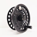 Echo Spool Base 4/5 fishing reel spool in black with circular perforations and a single handle, designed for fly fishing and compatible with musky tackle setups.
