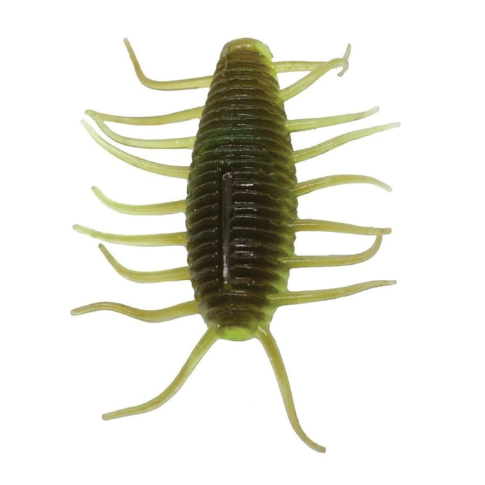 Engine Boom-Chin soft fishing lure designed to mimic a small creature with multiple flexible appendages in green and brown tones for effective fishing tackle use.