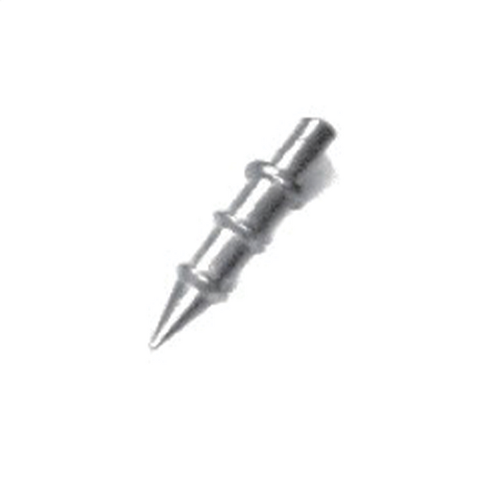Engine Studio100 Tungsten Nail Sinkers in silver, featuring a pointed tip and three raised rings for secure attachment to fishing tackle.