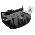 ESE Line Master Stripping Basket in black with adjustable strap, featuring flexible prongs for organizing fishing lines and tackle during fishing rod and reel use.