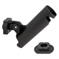 Eskimo E-Hub Deadstick Holder made of durable black plastic with adjustable mount and separate base plate, designed to securely hold fishing rods and tackle.