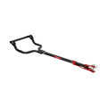 Eskimo EZ-Stow Pivoting Tow Hitch in black and red metal with adjustable connection points designed for secure towing and easy stowage, suitable for outdoor and fishing gear transport.
