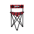 Eskimo Plaid Folding Ice Chairs with red and black checkered fabric, lightweight black metal frame, and a supportive backrest, designed for comfortable outdoor fishing or ice fishing seating.
