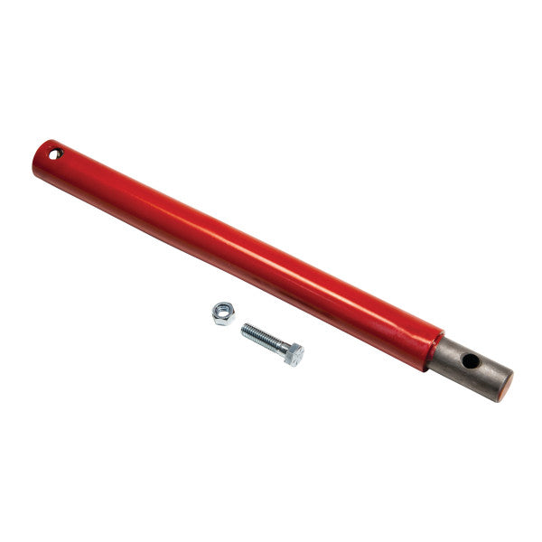 Eskimo Power Auger Extension in red metal with a bolt and nut for secure attachment, designed for extending the reach of ice augers used in fishing tackle.