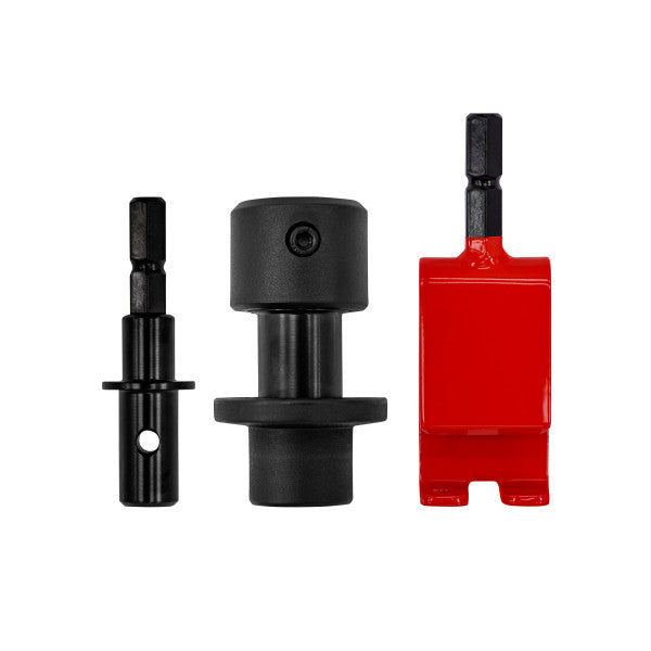 Three compact Eskimo Quick Connect Kits components in black and red designed for easy attachment to fishing tackle and marine electronics.
