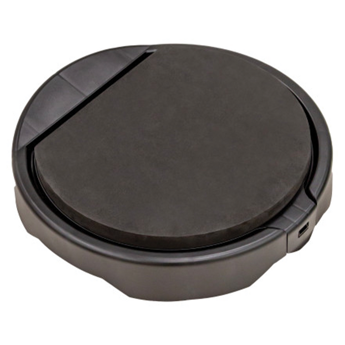 Eskimo Seatstash Bucket Lid is a round, dark gray, sturdy plastic fishing bucket lid with a cushioned seat top designed for comfort during fishing activities.