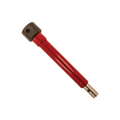 Close-up of a red and silver Eskimo Steel Electric Auger Extensions part designed to extend the length of an electric ice auger for fishing and outdoor use.