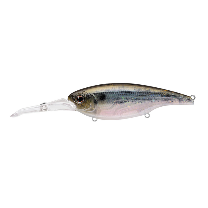 Evergreen DXV-18 fishing lure with a realistic fish design, featuring a long clear diving lip and multiple attachment points for fishing tackle use.
