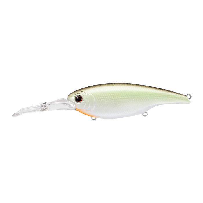 Evergreen DXV-18 fishing lure in green and white with a clear extended lip designed for deep diving, detailed eye, and durable finish for effective fishing tackle use.