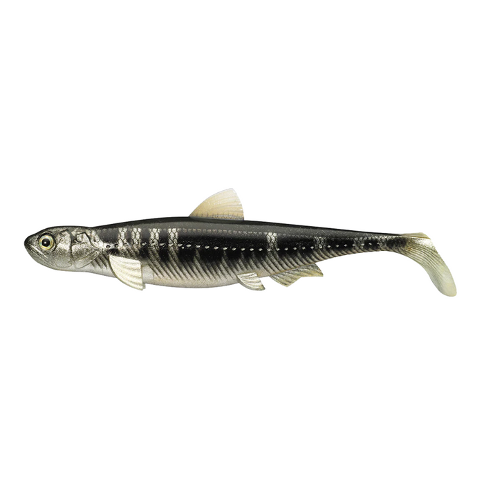 Evergreen Last Ace 140 (Line-Thru) fishing lure designed to resemble a small baitfish with detailed black, gray, and translucent coloring for effective fishing tackle.