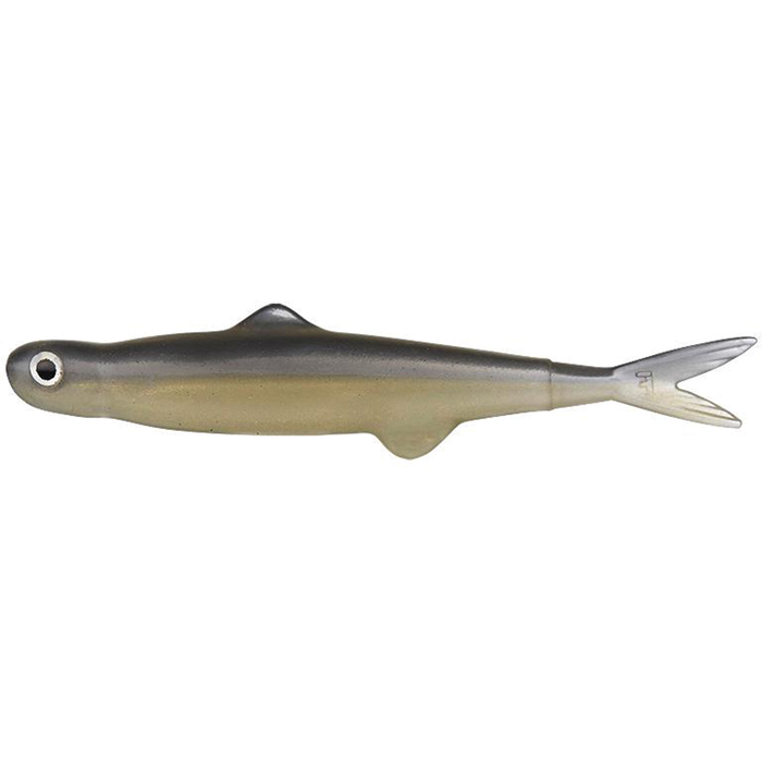 Evergreen Last Ace 45 soft fishing lure designed to mimic a small baitfish with a streamlined body, realistic eye, and forked tail for effective fishing tackle.