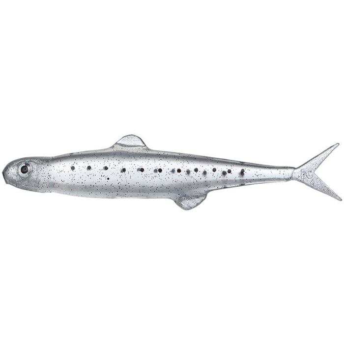 Evergreen Last Ace 75 fishing lure in silver with black spots, designed to imitate a small baitfish for attracting musky and other sport fish.