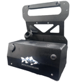 Fin Gear Tech Shuttle 2.0, a black portable fishing tackle box with a handle, featuring a sturdy design and a power connector port, ideal for storing and organizing fishing gear.