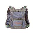 Back view of Fishpond FlyLite Women's Vest in brown and green tones, featuring breathable mesh panels, adjustable shoulder straps, and multiple pockets for fishing tackle organization.
