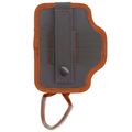 Fishpond Quickshot Rod Holder 2.0 in gray and brown, featuring a durable strap with snap button and a loop for secure attachment to fishing gear.