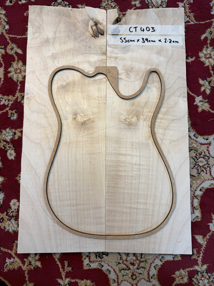 Flamed Sycamore - Carve top - 2 Piece - 55cm x 39cm x 2.2cm