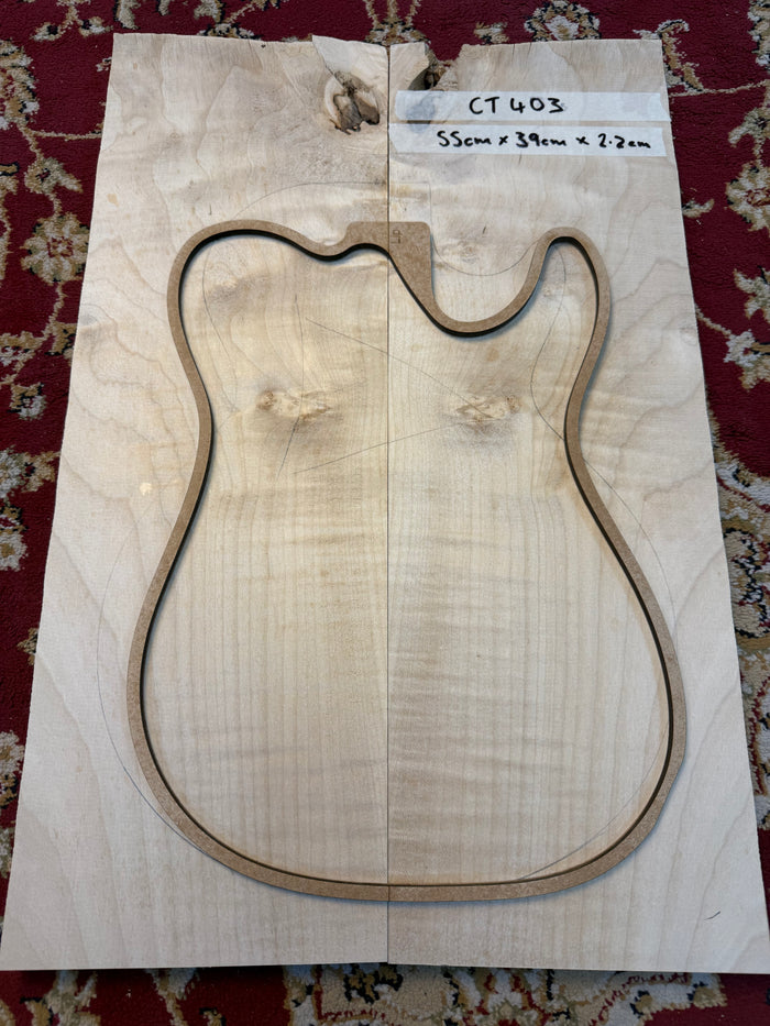 Flamed Sycamore - Carve top - 2 Piece - 55cm x 39cm x 2.2cm