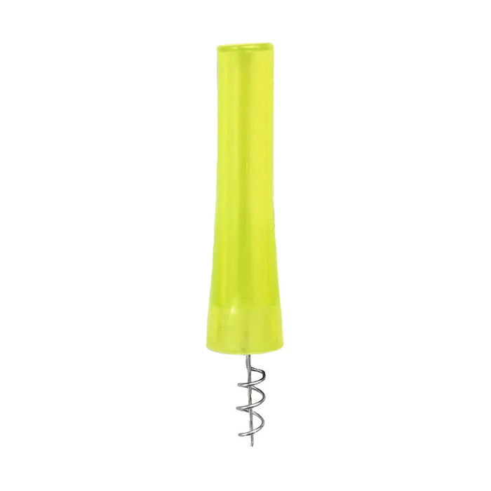 Floatzilla Tail Maxi fishing lure in bright chartreuse with a soft, tapered body and a coiled metal tail designed to create movement in water for effective fishing tackle.
