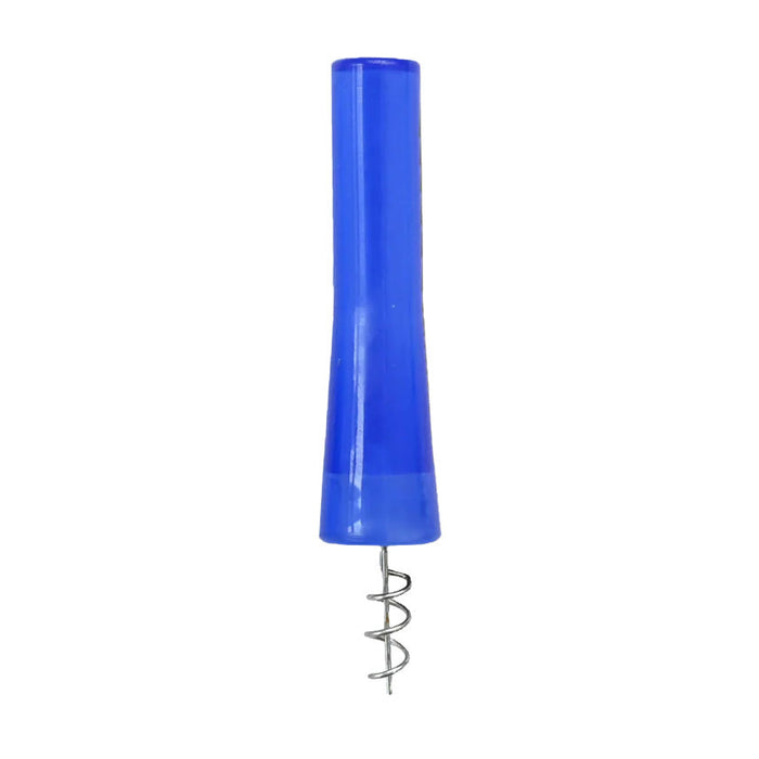 Floatzilla Tail Maxi, a translucent blue fishing tool with a sturdy plastic handle and metal spiral tip designed for efficient use in fishing tackle.
